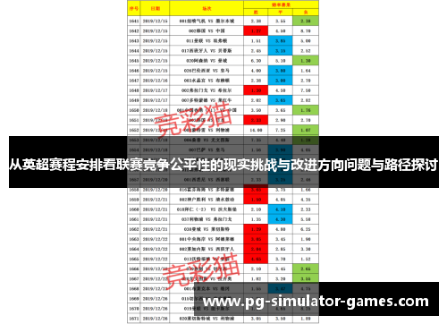 从英超赛程安排看联赛竞争公平性的现实挑战与改进方向问题与路径探讨